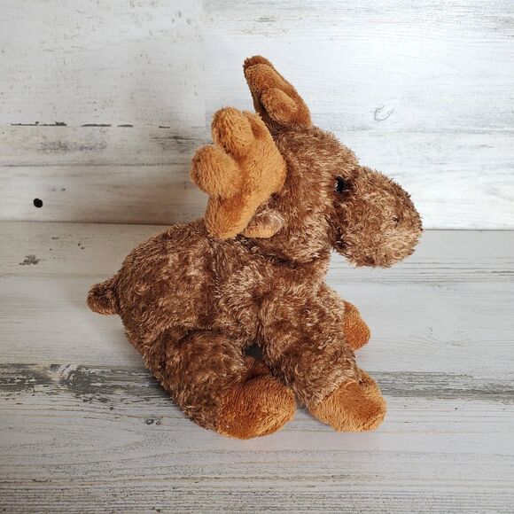 Aurora World Maxamoose Brown Moose Stuffed Animal 8" Mini Flopsie Beanie Plush - Picture 3 of 7